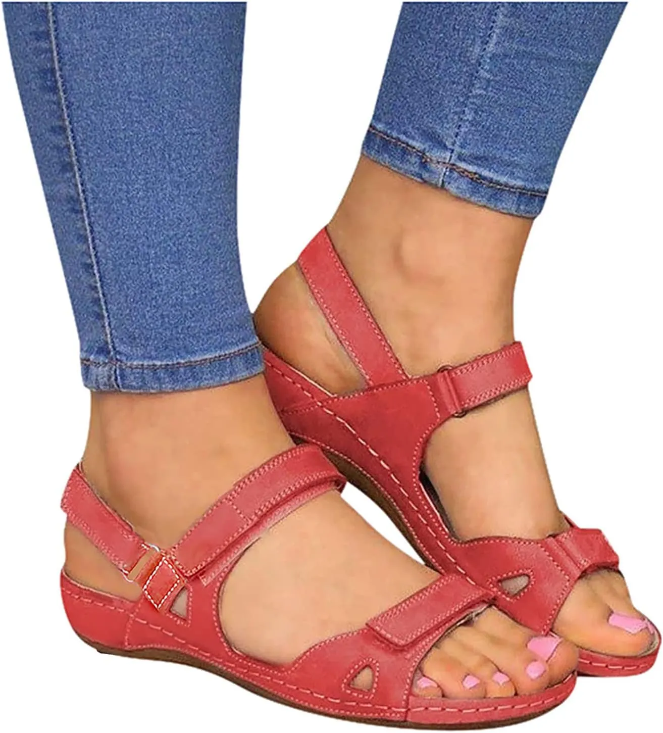 Women's Casual Shoes Ladies Beach Shoes Wedges Women's Toe Sandals Causal Open Solid Outdoor
