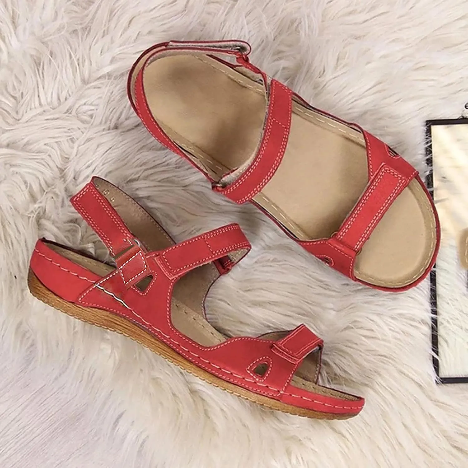 Women's Casual Shoes Ladies Beach Shoes Wedges Women's Toe Sandals Causal Open Solid Outdoor