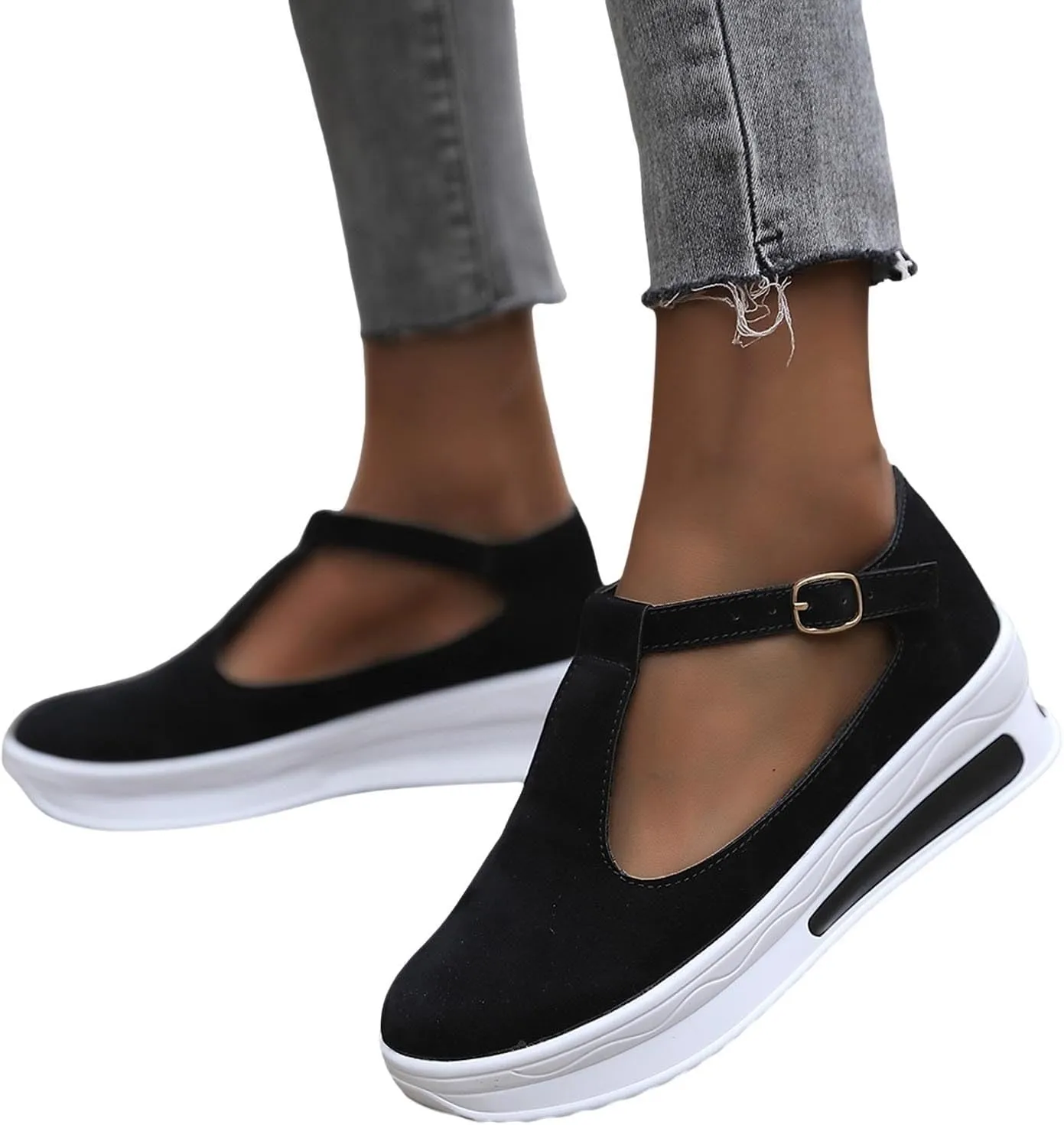 Womens Espadrille Wedges Flat Sandals Ankle Flock or Hollow Strappy Closed Toe Casual Outdoor Buckle Strap 2025 Dressy Summer Wear Slip on Crystal Platform Black Walking Shoes