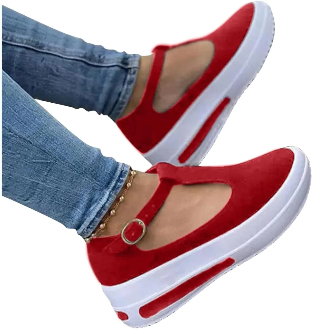 Womens Espadrille Wedges Flat Sandals Ankle Flock or Hollow Strappy Closed Toe Casual Outdoor Buckle Strap 2025 Dressy Summer Wear Slip on Crystal Platform Black Walking Shoes