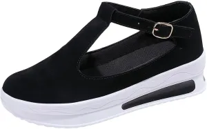 Womens Espadrille Wedges Flat Sandals Ankle Flock or Hollow Strappy Closed Toe Casual Outdoor Buckle Strap 2025 Dressy Summer Wear Slip on Crystal Platform Black Walking Shoes