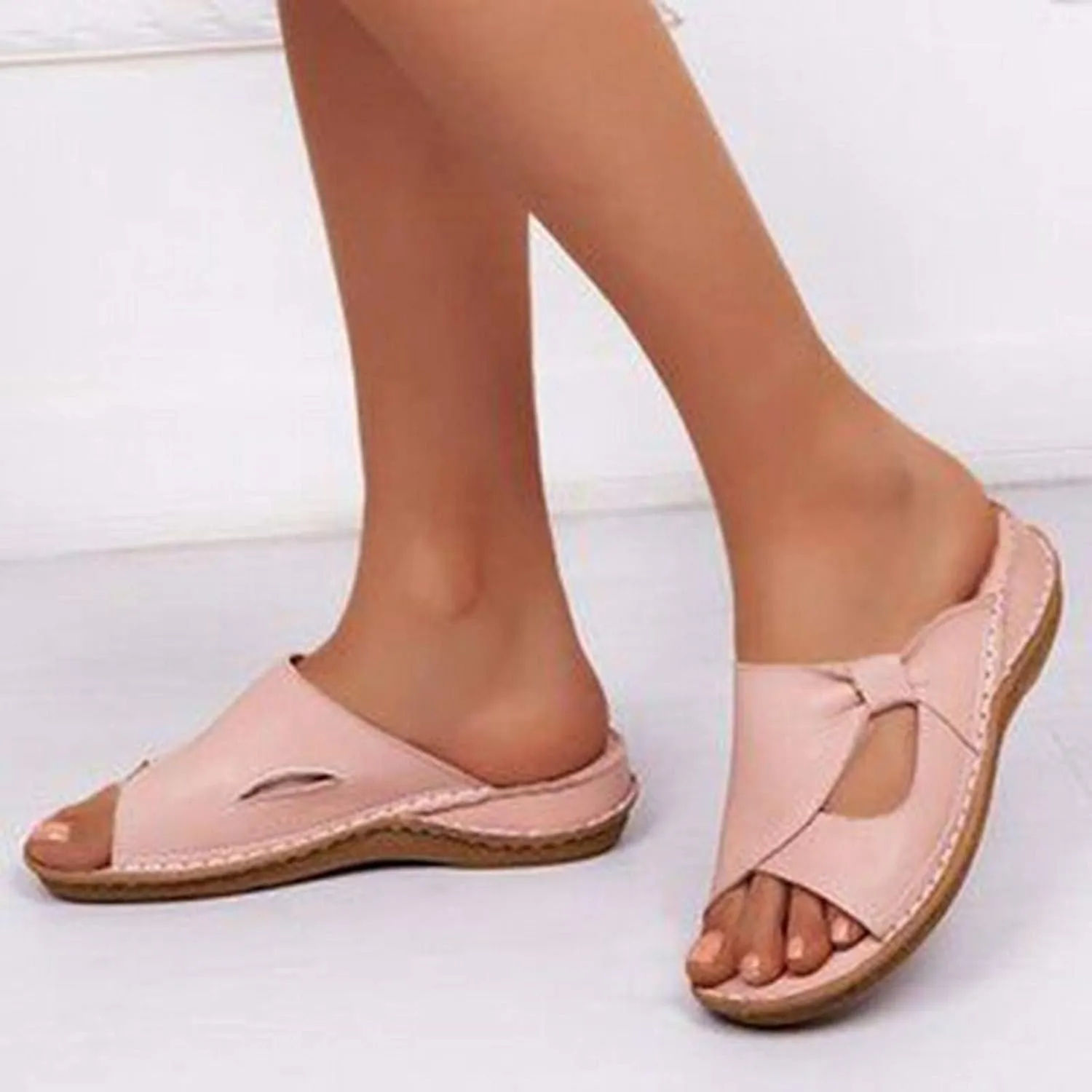 Womens Flat Sandals Orthopedic Slip On Slippers Arch Support Sandals Fashion Casual Beach Walking Sandal Open Toe Slippers Comfortable Plantar Fasciitis Arch Support for Women