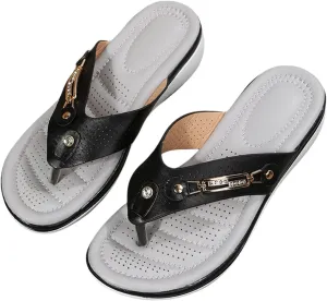 Womens Flat Thong Sandals Comfortable Walking Summer Casual Flip Flops Dressy Sandals 2025 Slip On Toed Sandal Shoes Cushion Arch Support Beach Dressy Low Wedge Lightweight Non-Slip Slippers