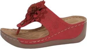 Womens Flip Flops 2025 Boho Open Toe Orthopedic Sandals Flowers Arch Support Wide Width Platform Wedge Sandals Comfortable Slipper