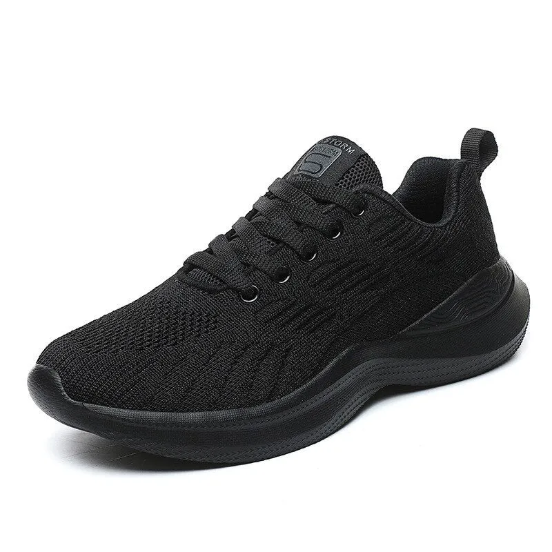 Women's Knitted Sneakers Low Heels Women Vulcanized Shoes Lace Up Mesh Breathable Spring Autumn Female Running Shoe Casual