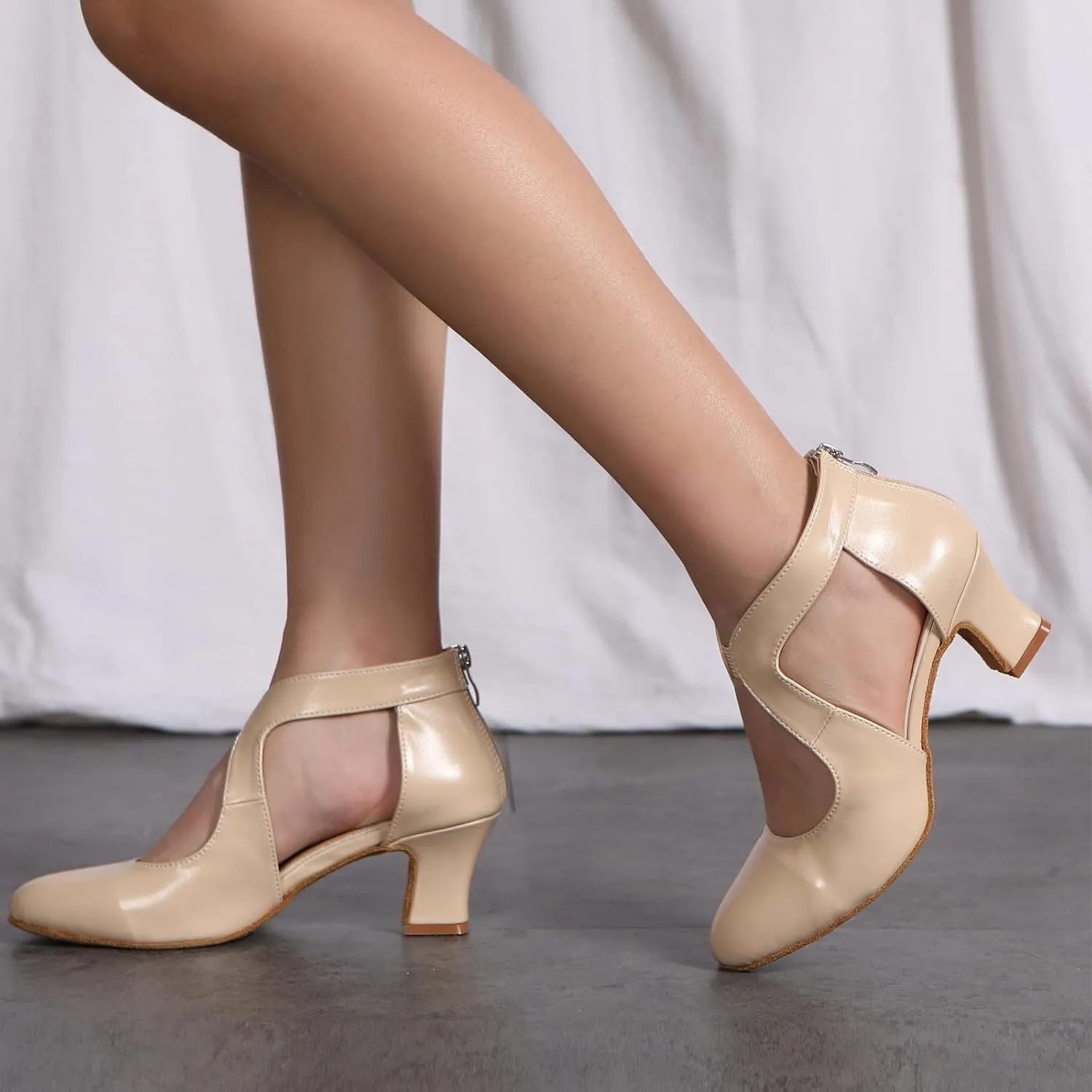 Women's Latin Dance Shoes Closed Toe Ballroom Salsa Dance Heel Performance Dancing Shoes, Model YCL629