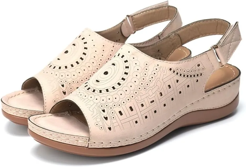 Womens Low Wedge Heel Peep Toe Wedding Party Dress Sandals Shoes Elastic Ankle Strap Orthopedic Comfortable Walking Hollow Flat Trendy Work 2025 Going Out Slippers Platform Wedges Sandal