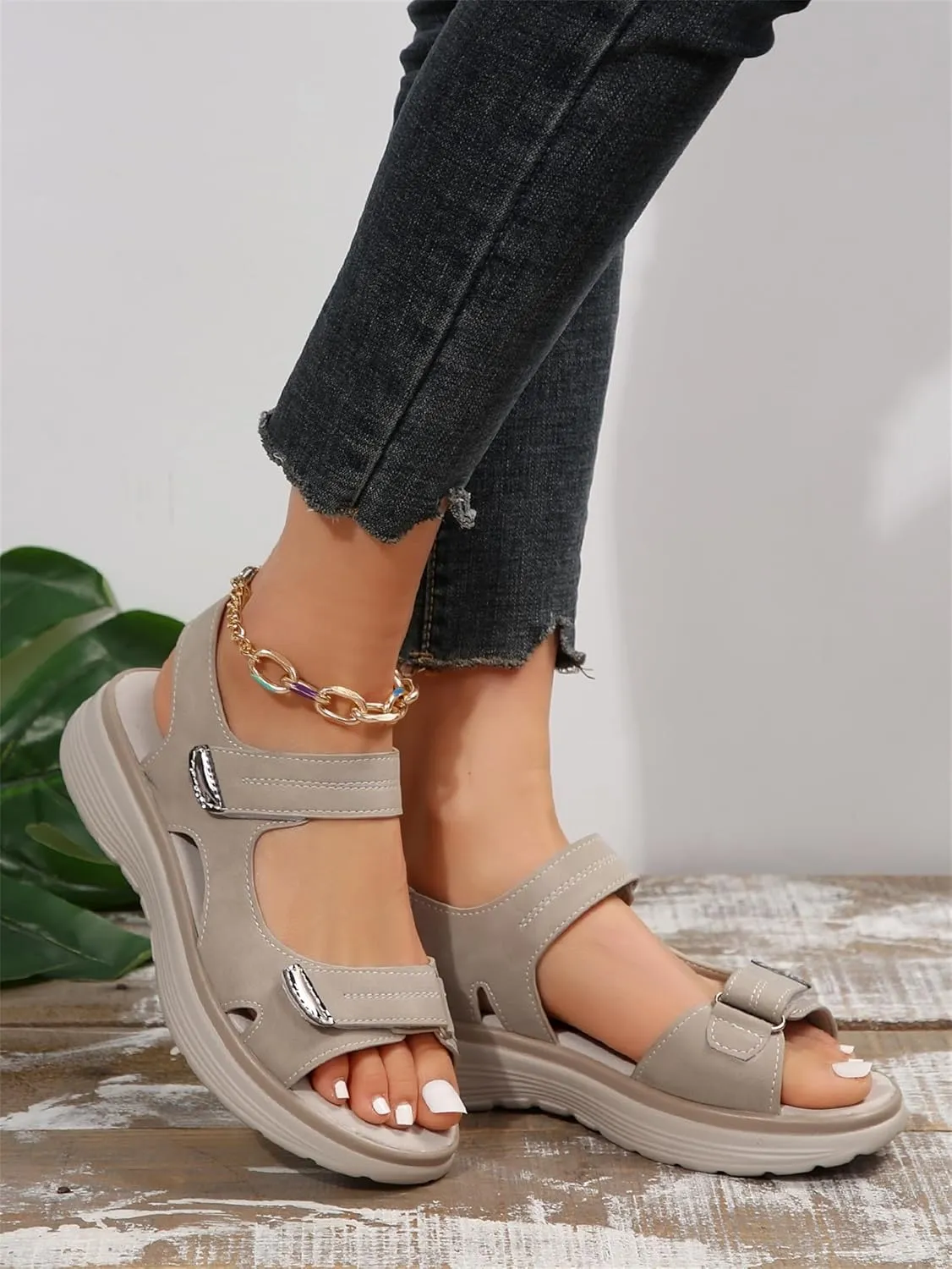 Women's Orthopedic Sport Sandals Shoes with Soft Cushion Foam Comfortable Walking Arch Support Wide Comfy Orthotic Athletic Travel Summer Dressy Back Strap Casual Platform Sandal