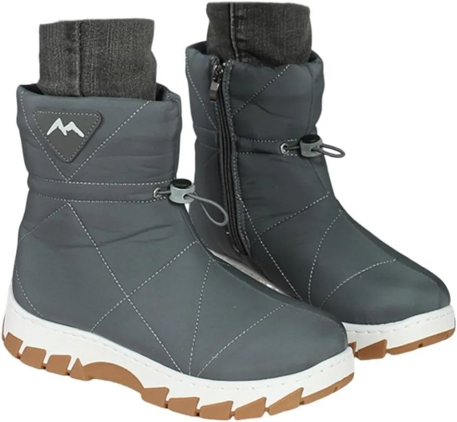Womens Platform Snow Boots Memory Foam Side Zipper Pull On Nylon Waterproof Thick Faux Fur Lined Winter Rain Snow Boots Lightweight Warm Fashion Mid Calf Boot with Adjustable Drawstring