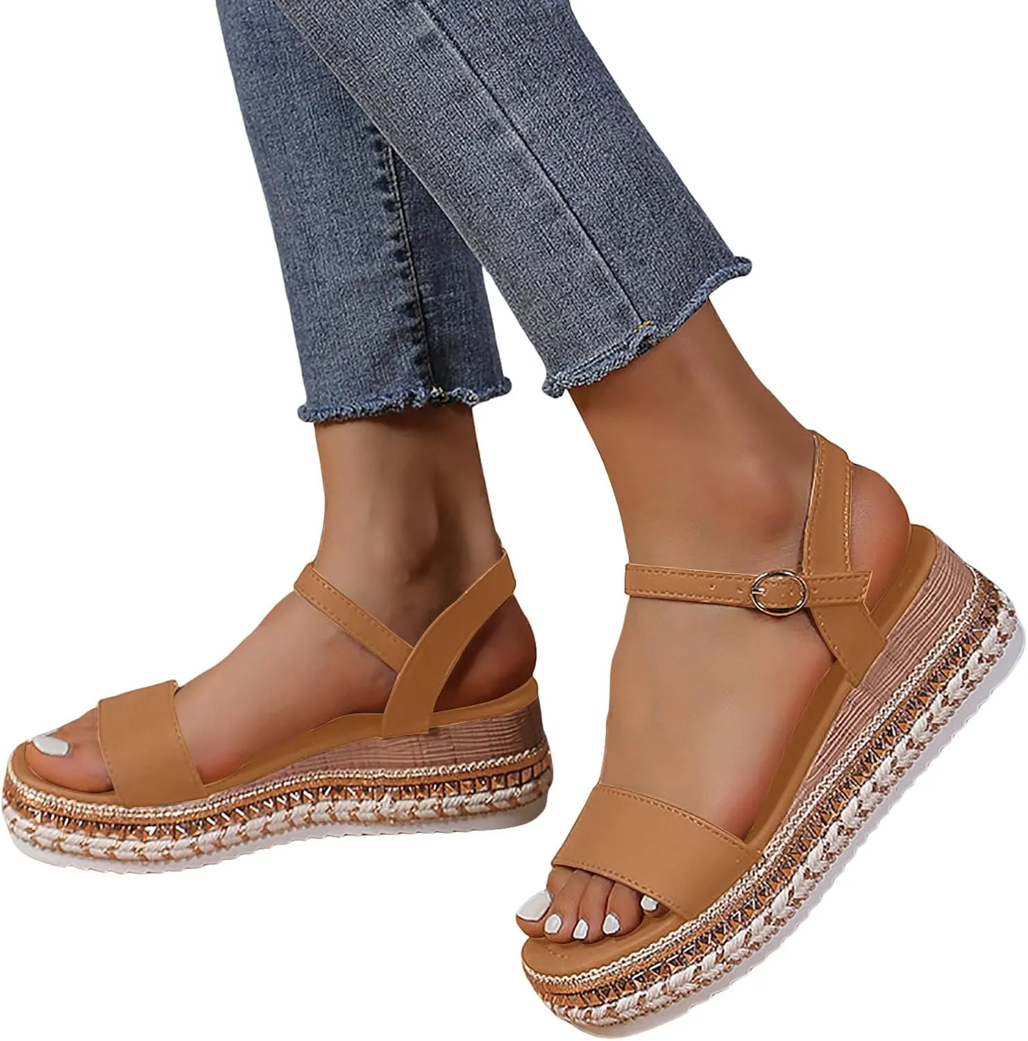 Women's Platform Wedge Sandals Wedge Sandals for Women Casual Beach Walking Sandal Summer Soft Arch Support