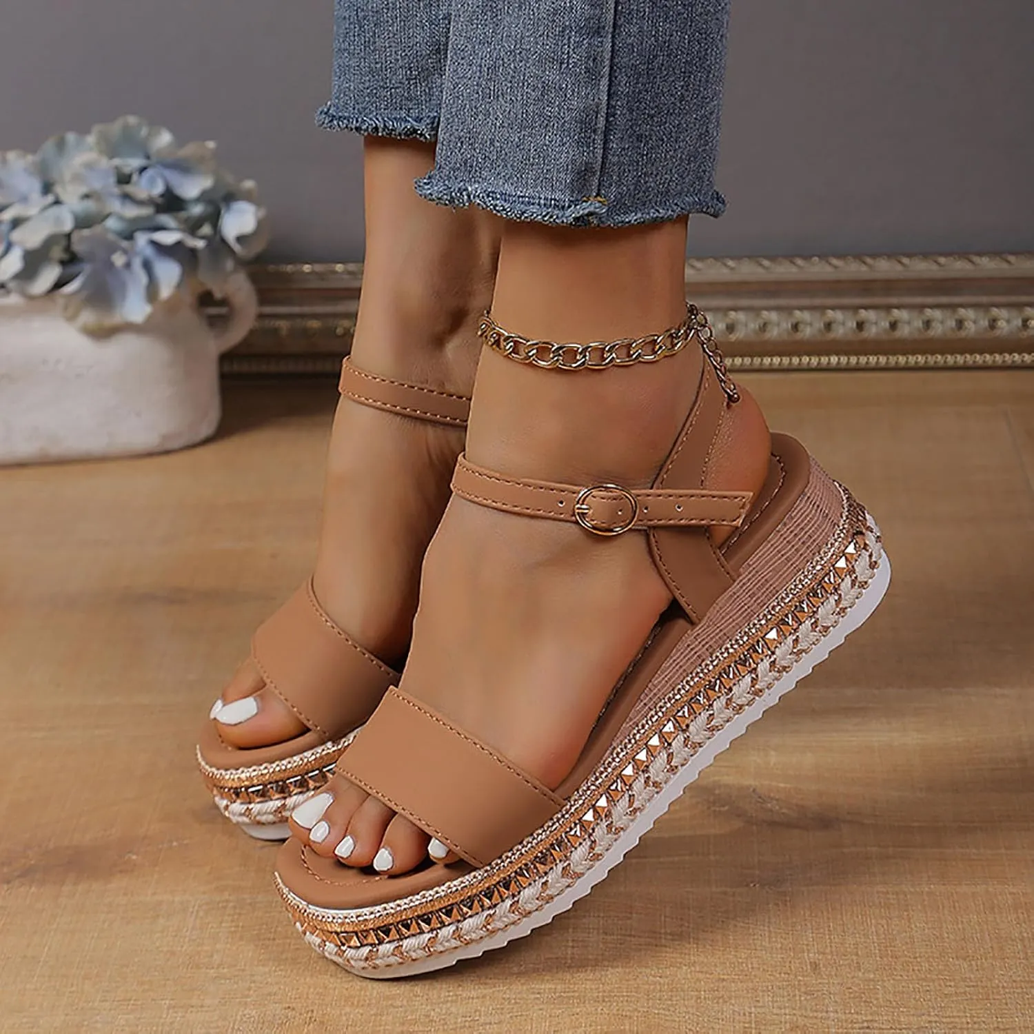 Women's Platform Wedge Sandals Wedge Sandals for Women Casual Beach Walking Sandal Summer Soft Arch Support