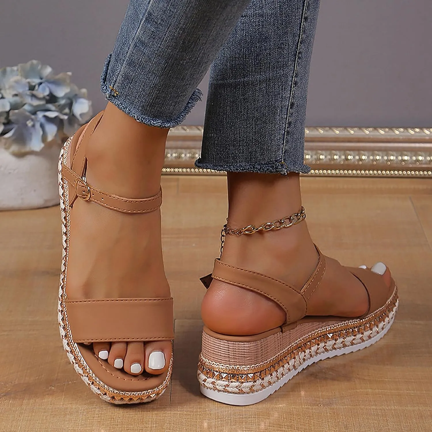 Women's Platform Wedge Sandals Wedge Sandals for Women Casual Beach Walking Sandal Summer Soft Arch Support