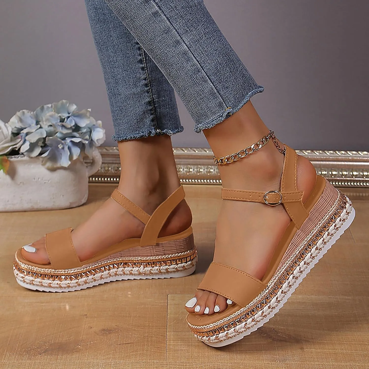 Women's Platform Wedge Sandals Wedge Sandals for Women Casual Beach Walking Sandal Summer Soft Arch Support