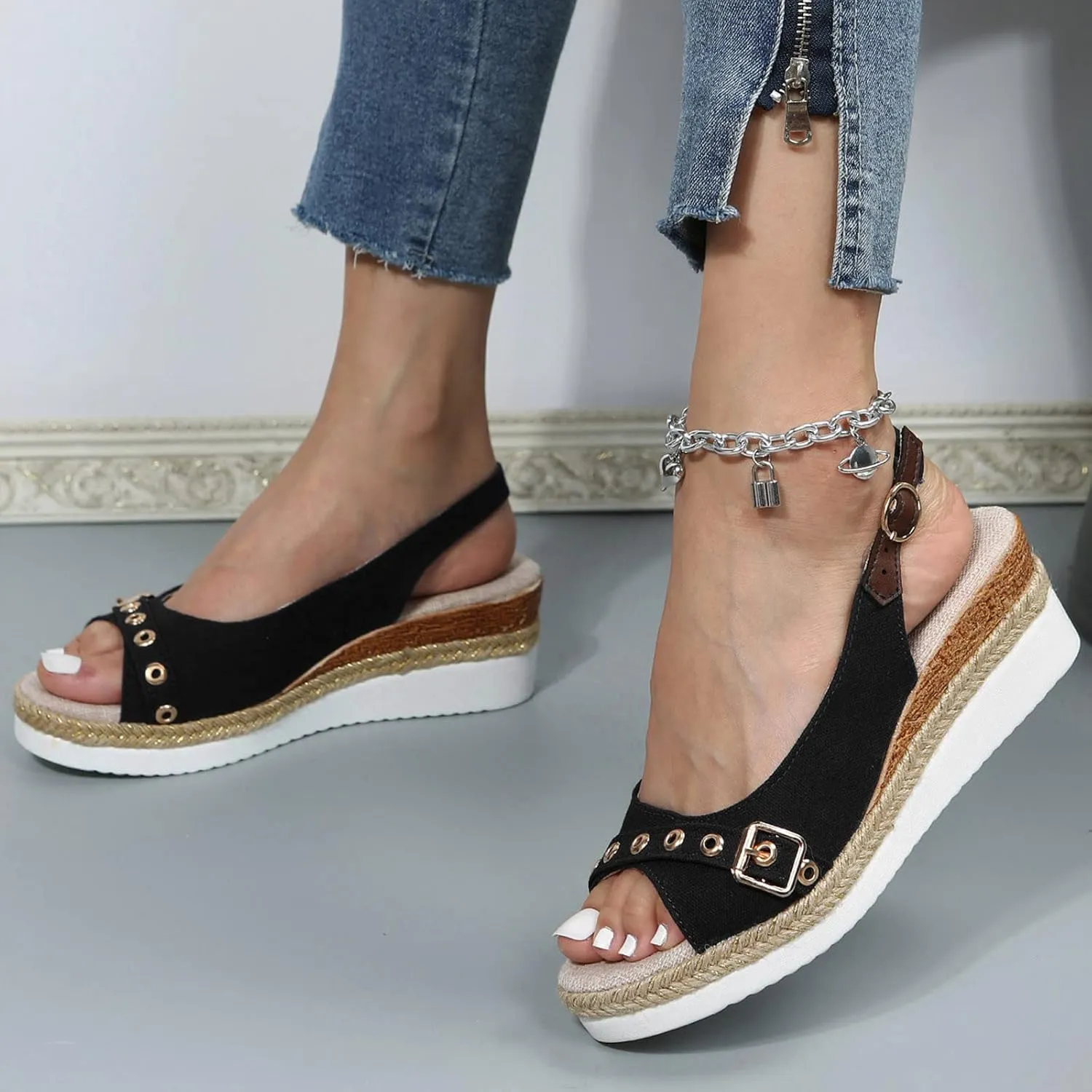 Women's Platform Wedge Sandals Wedges for Women Soft Summer Arch Support Sandal Casual Walking Comfortable