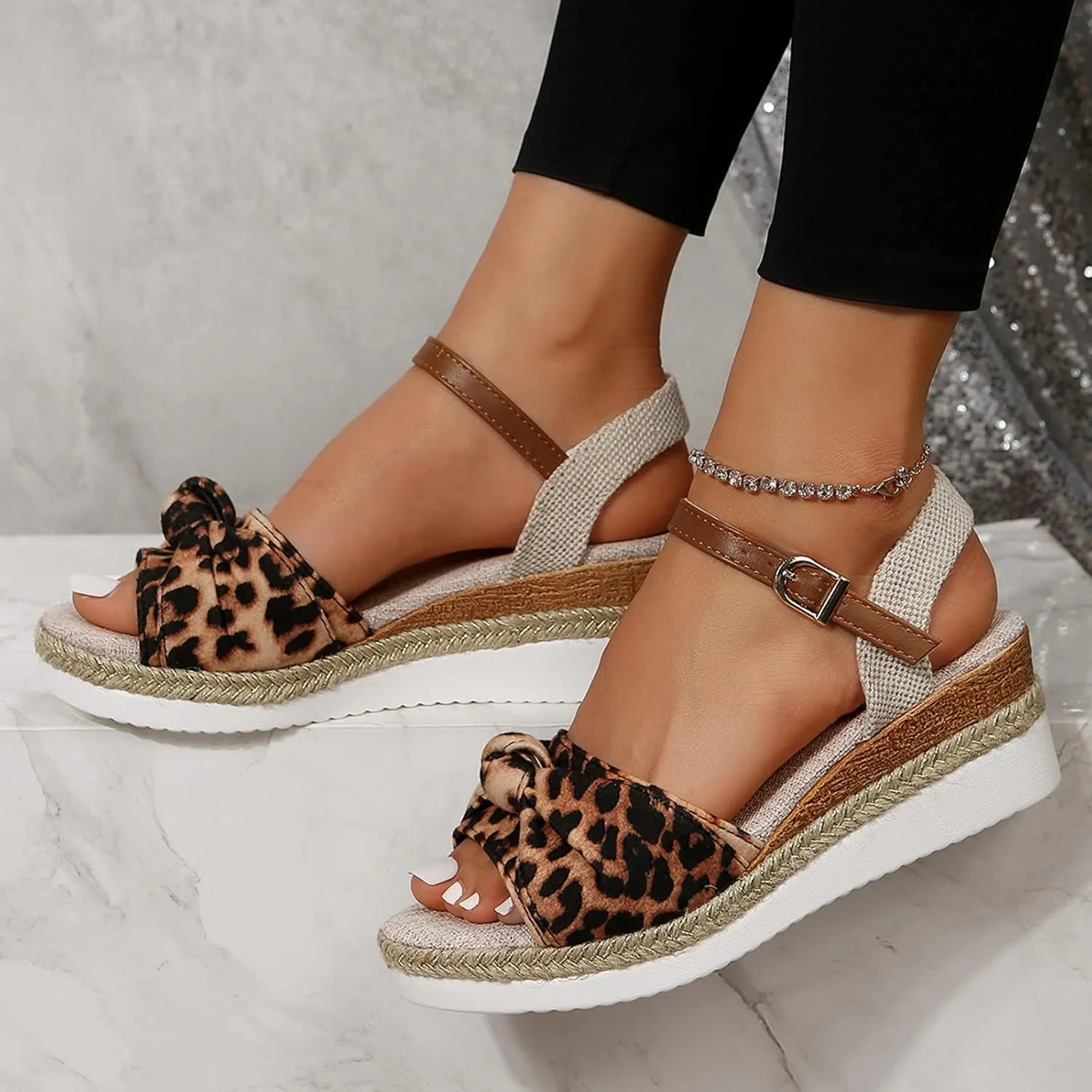 Women's Platform Wedge Sandals Womens Wedge Sandals Walking Arch Support Comfortable Sandal Slip on Casual Beach