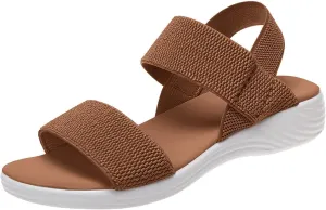 Women's Sandals Elastic Strap Summer Comfort Open Toe Slides Anti-Slip Lightweight Flat Wedge Sandal Platform Wedges Slingback Ankle Low Walking Comfortable Slip On Casual Shoes Platfor Slippers
