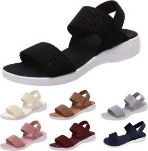 Women's Sandals Elastic Strap Summer Comfort Open Toe Slides Anti-Slip Lightweight Flat Wedge Sandal Platform Wedges Slingback Ankle Low Walking Comfortable Slip On Casual Shoes Platfor Slippers