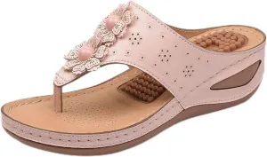 Womens Sandals Platform Wedge Low Wedge Sandals 2025 Dressy Thong Slippers Orthopedic Sandals with Arch Support Comfort Wear Orthowear Shoes Wide Width Lightweight Slippers Breathable Footwear Summer