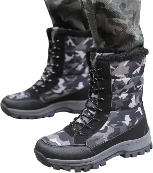 Women's Snow Boots Anti-Slip Waterproof Outdoor Shoes Winter Snow Boots Warm Fur Lined Comfortable Shoes for Women Walking Hiking Tennis Booties Lace Up Mid Calf Platform Boots Arch Support