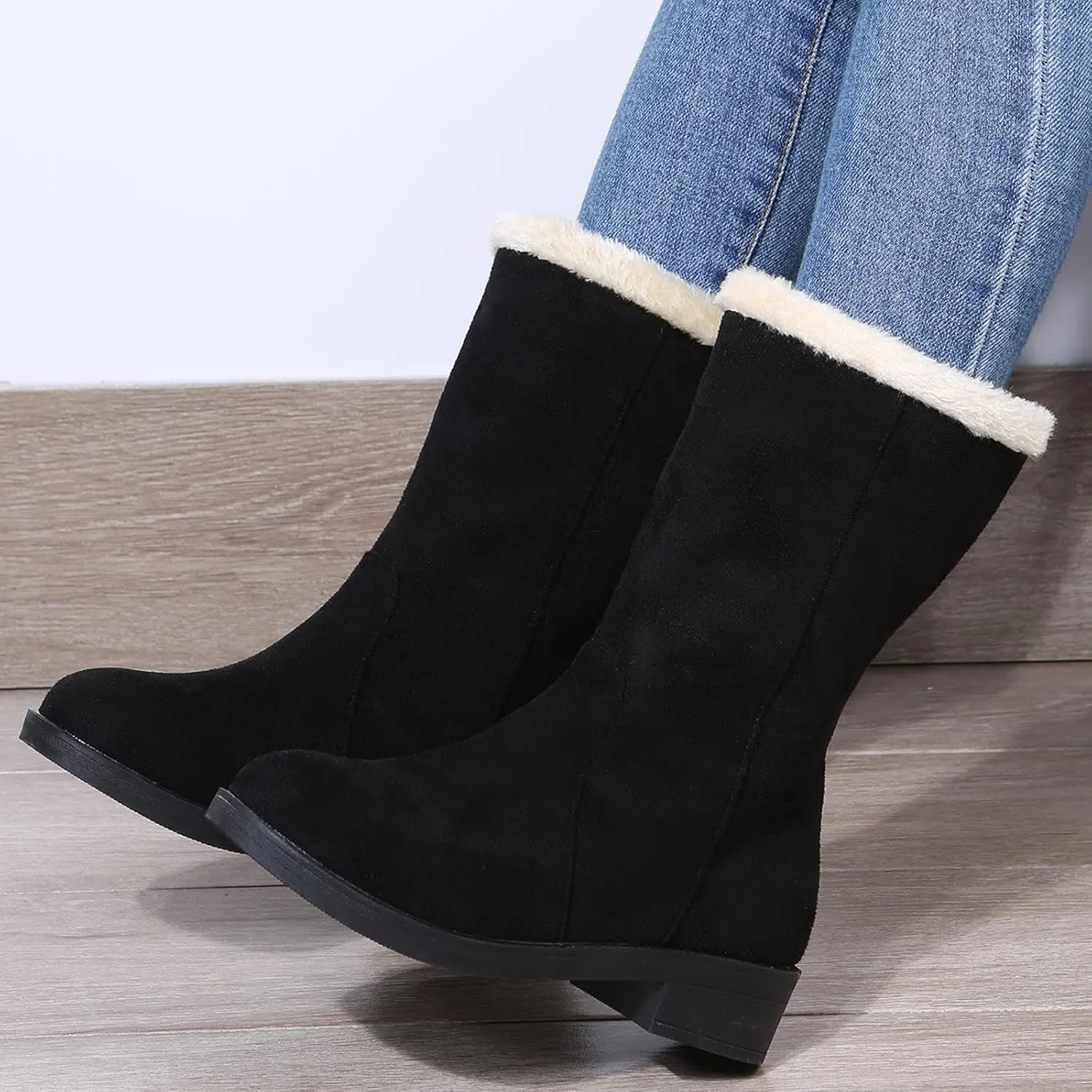 Women's Snow Boots Waterproof Zipper Women Snow Boots Slip on Womens Winter Boots Size 10.5 Wide Snow Boots for Snowshoeing Botas De Invierno Para Mujer Pie Ancho