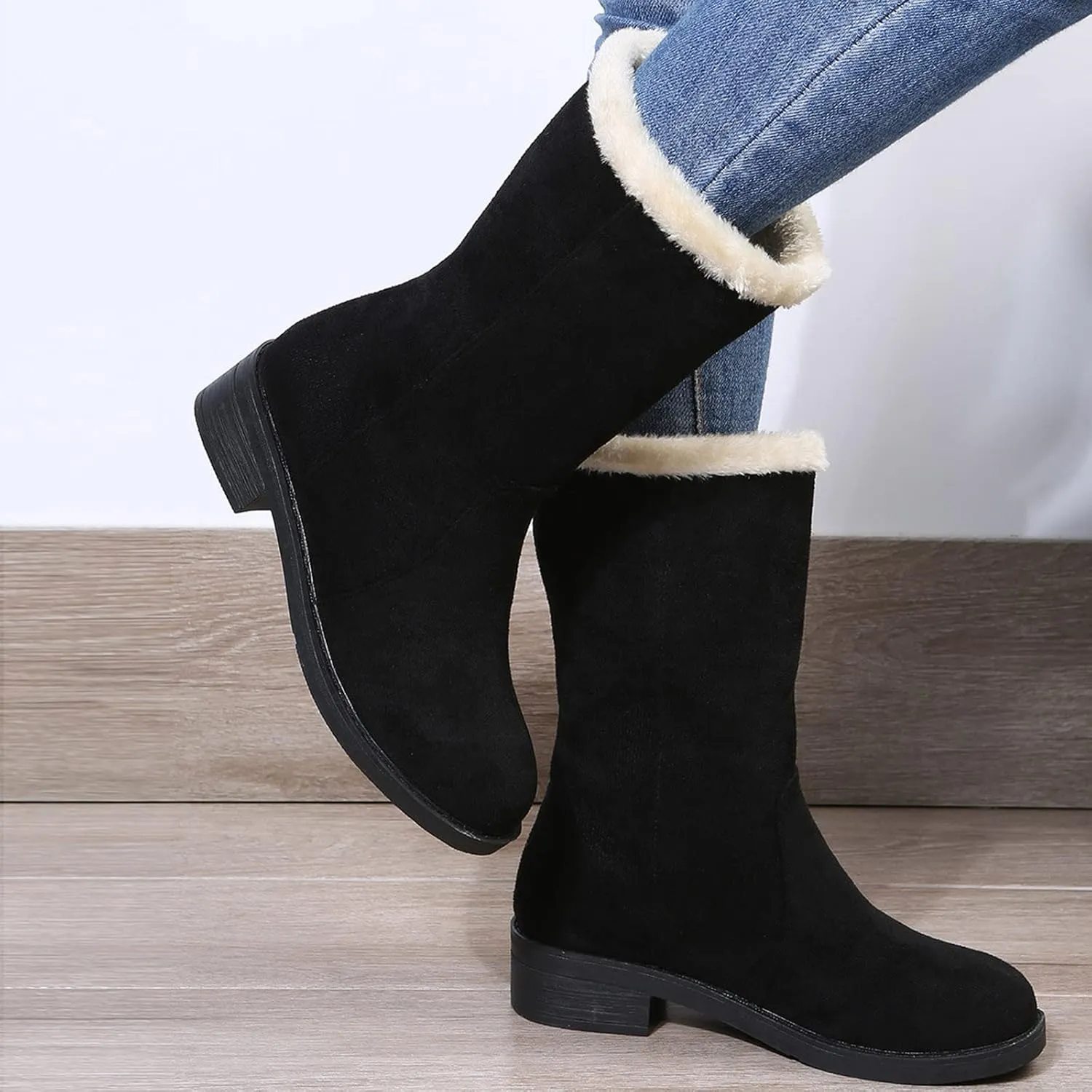 Women's Snow Boots Waterproof Zipper Women Snow Boots Slip on Womens Winter Boots Size 10.5 Wide Snow Boots for Snowshoeing Botas De Invierno Para Mujer Pie Ancho