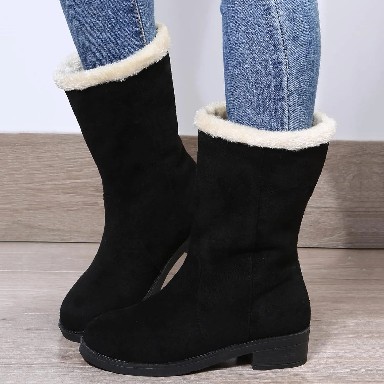 Women's Snow Boots Waterproof Zipper Women Snow Boots Slip on Womens Winter Boots Size 10.5 Wide Snow Boots for Snowshoeing Botas De Invierno Para Mujer Pie Ancho
