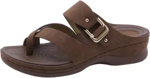 Women's Summer Fashion Casual Wedge Toe Floor Empty Dress Sandals On The Beach To Wear Flip Flops Slipper