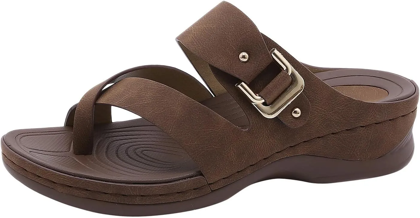 Women's Summer Fashion Casual Wedge Toe Floor Empty Dress Sandals On The Beach To Wear Flip Flops Slipper