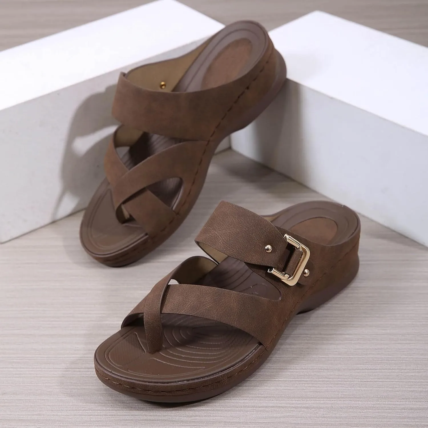 Women's Summer Fashion Casual Wedge Toe Floor Empty Dress Sandals On The Beach To Wear Flip Flops Slipper