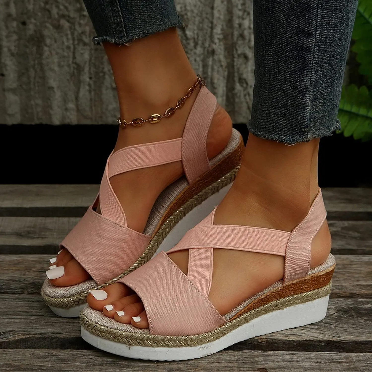 Womens Summer Sandals New Flat Bottom Slope Heel Fish Mouth Casual Women Shoes Sandals