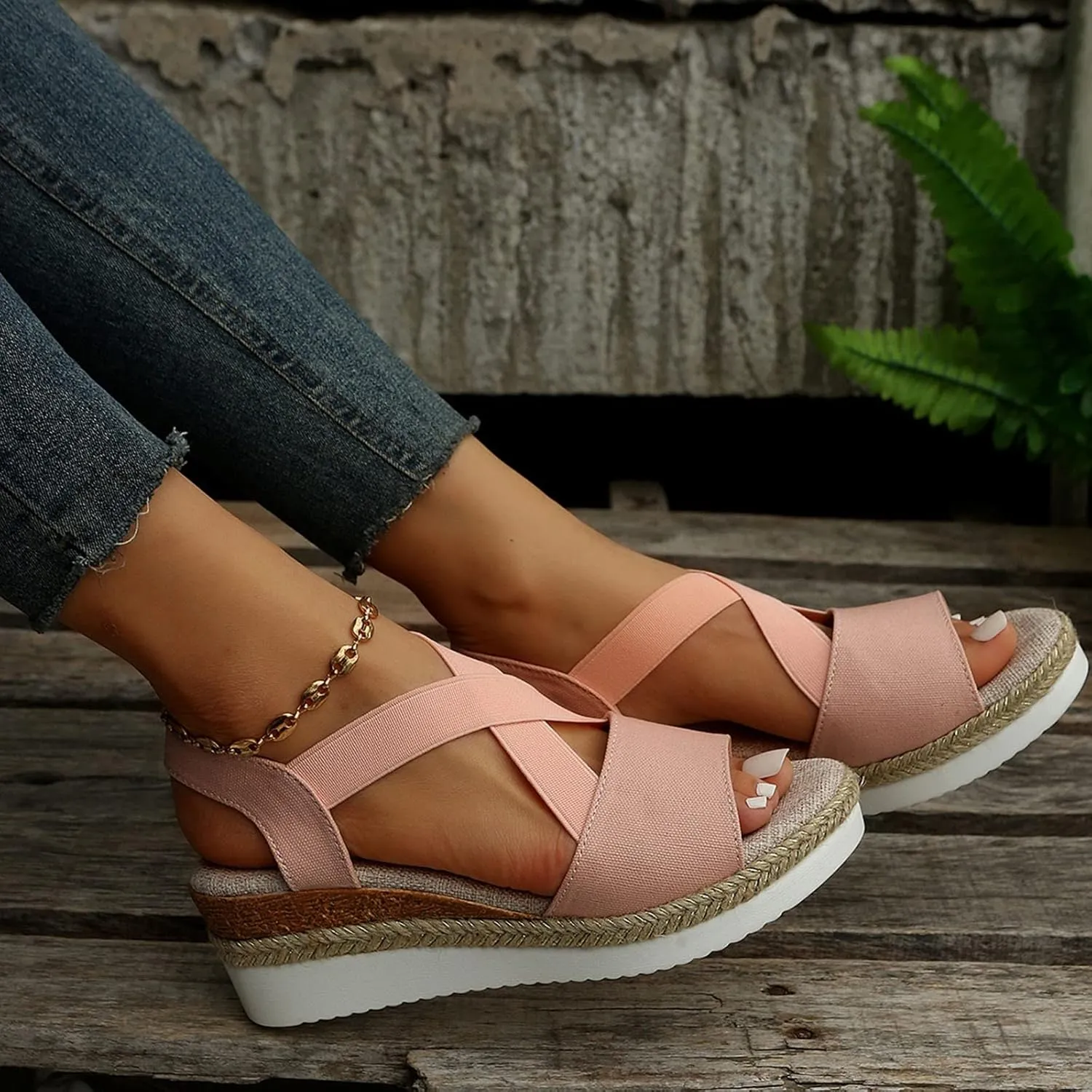 Womens Summer Sandals New Flat Bottom Slope Heel Fish Mouth Casual Women Shoes Sandals