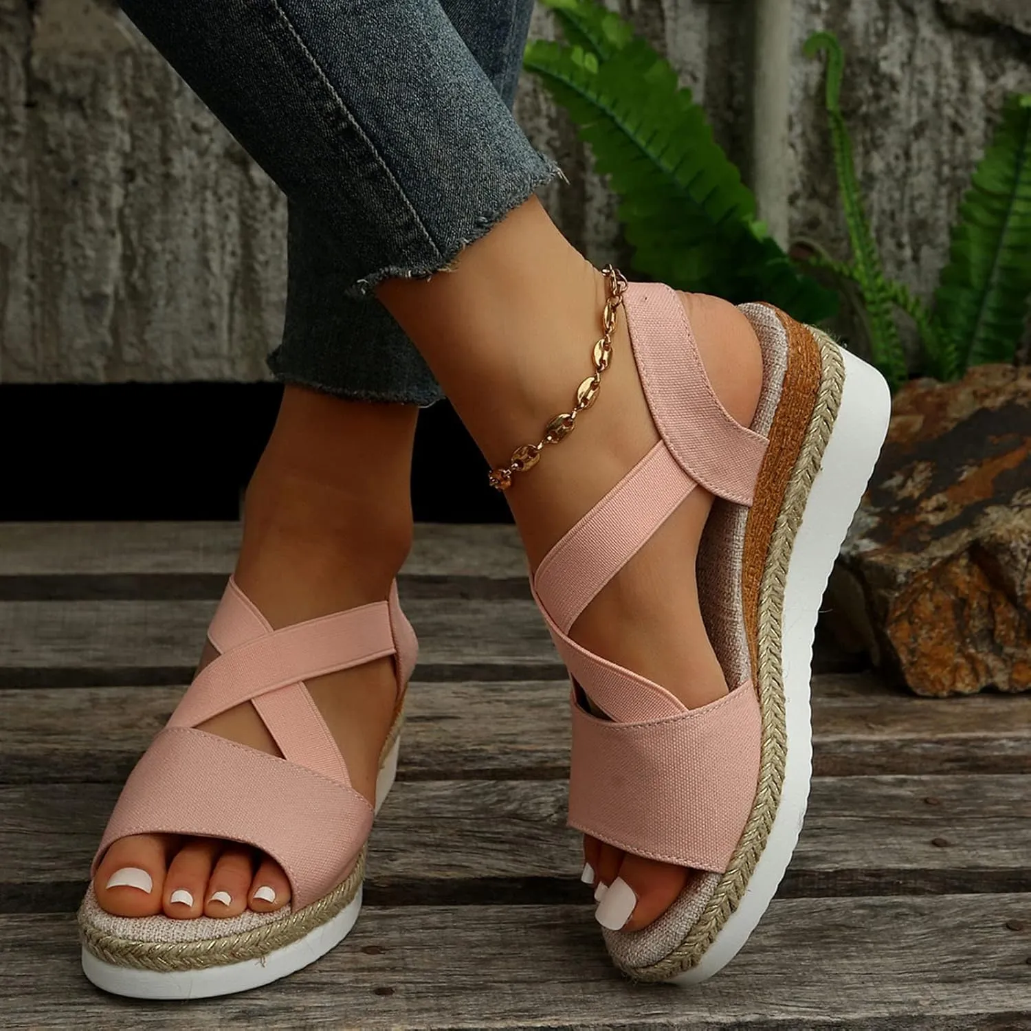 Womens Summer Sandals New Flat Bottom Slope Heel Fish Mouth Casual Women Shoes Sandals