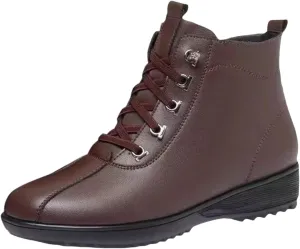 Womens Waterproof Hiking Boots Outdoor Plush Lined Winter Boots for Women Ankle Boots Snow Boots with Side Zipper