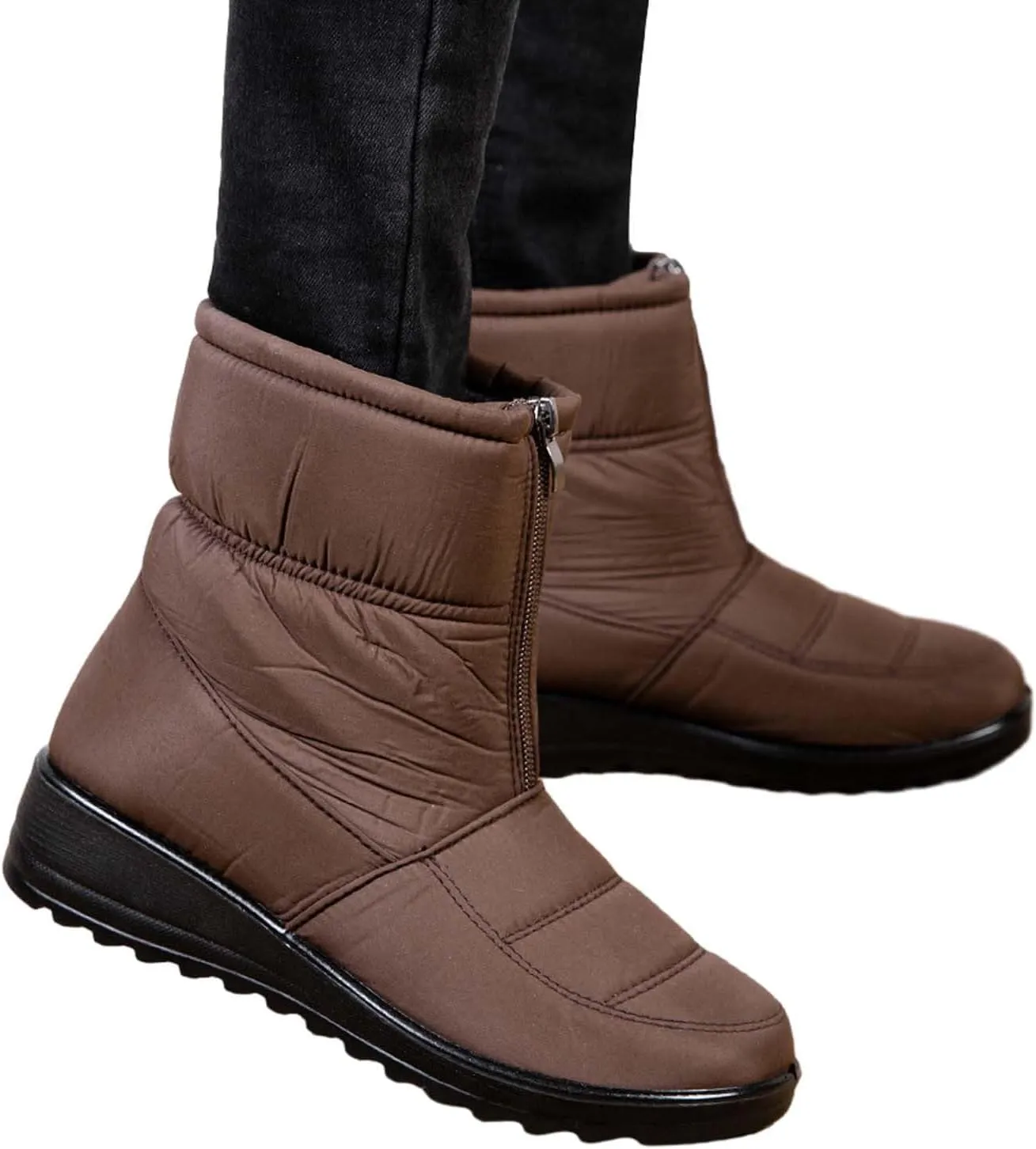 Womens Waterproof Winter Boots 11 Wide Boho Winter Ankle Boots for Women Low Heel Brown Snow Boots for Women Tall Winter Boots for Women Womens Slip on Winter Boots Wide Deals Cheap