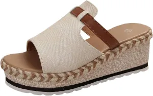 Womens Wedge Sandals Dressy Casual, Espadrilles Slippers, Slip On Walking Shoes, Orthopedic Soft Sandals for Women, Ladies Outdoor Slippers, Open Toe Slide Sandal Lightweight Summer Shoes Barefoot