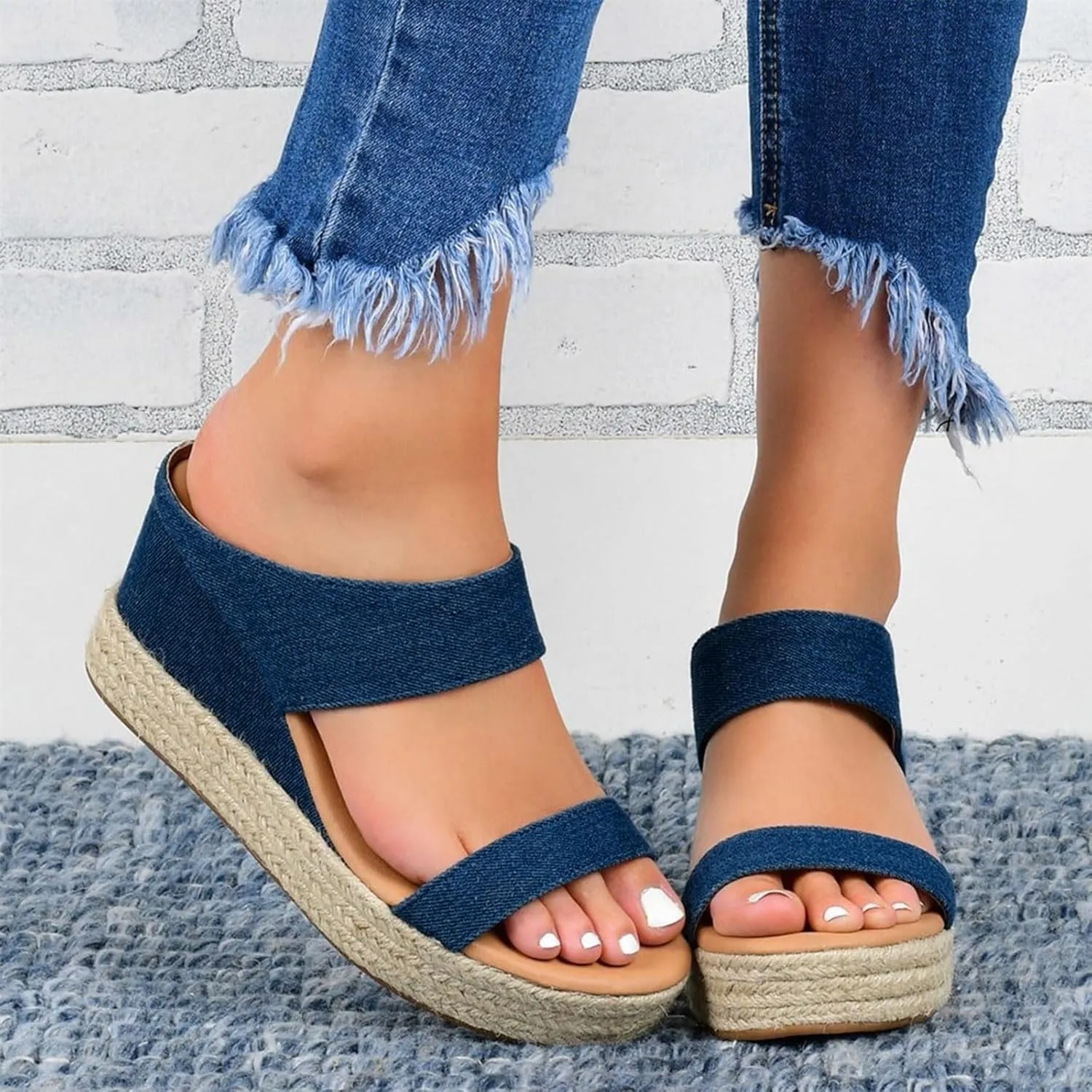 Womens Wedge Sandals Flip Flops for Women Summer Outdoor Camping Walking Beach Sandals Womens Comfortable Dressy Classic Wedge Heels Water with Arch Support