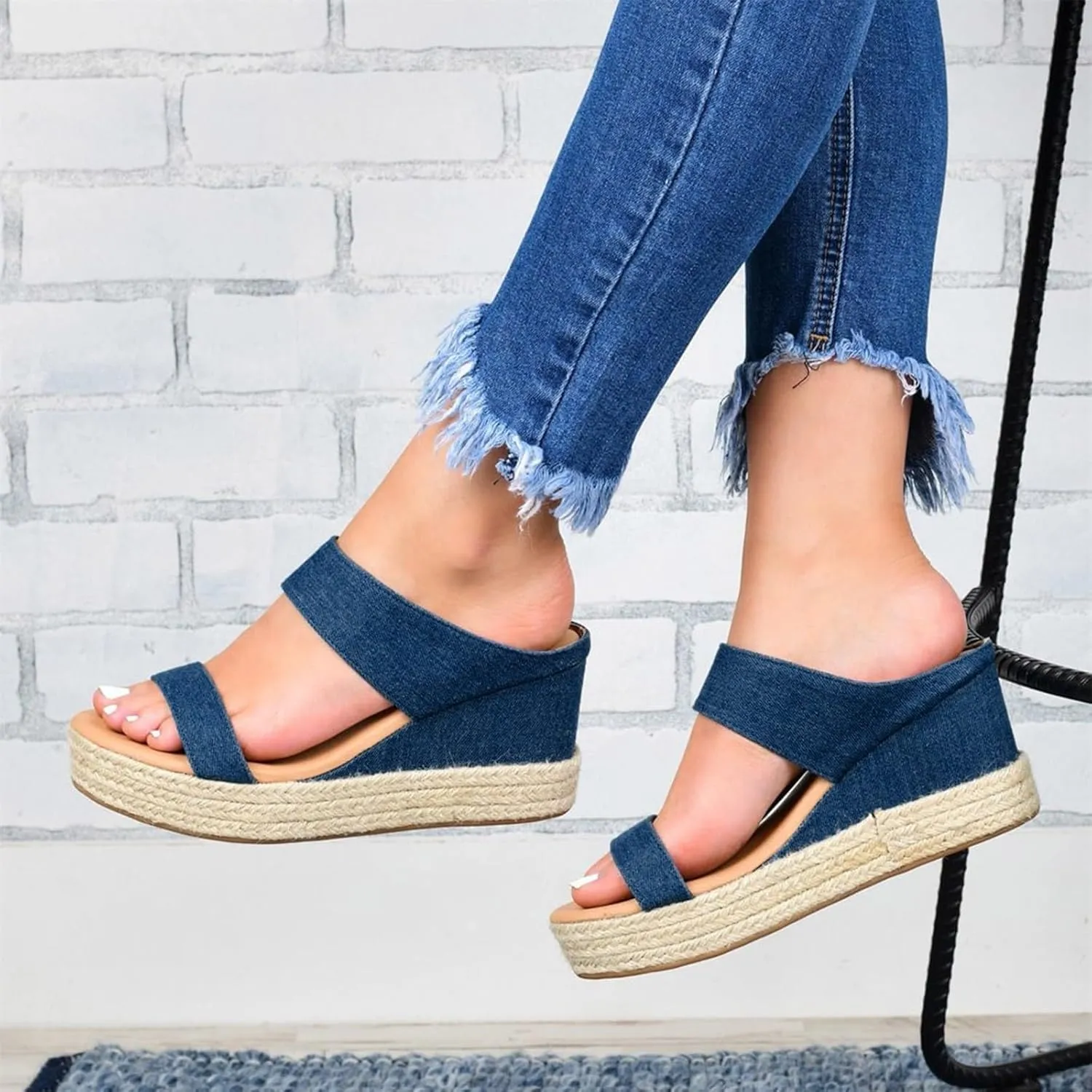Womens Wedge Sandals Flip Flops for Women Summer Outdoor Camping Walking Beach Sandals Womens Comfortable Dressy Classic Wedge Heels Water with Arch Support