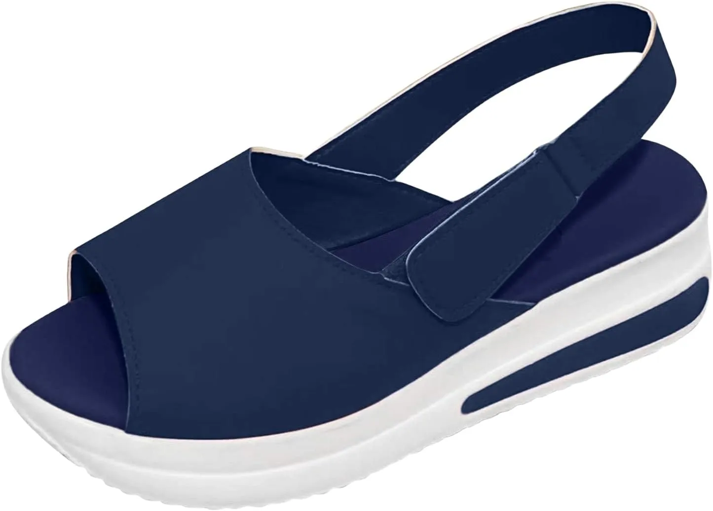 Womens Wedge Sandals Open Toe Fashion Summer Sandals Thick Heels Breathable Non Slip Shoes Casual Ankle Strap Sandal Outdoor Walking Wedges Comfy Platform Shoes Comfort Wear Lightweight Beach Shoe