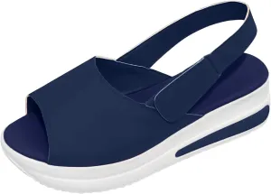 Womens Wedge Sandals Open Toe Fashion Summer Sandals Thick Heels Breathable Non Slip Shoes Casual Ankle Strap Sandal Outdoor Walking Wedges Comfy Platform Shoes Comfort Wear Lightweight Beach Shoe