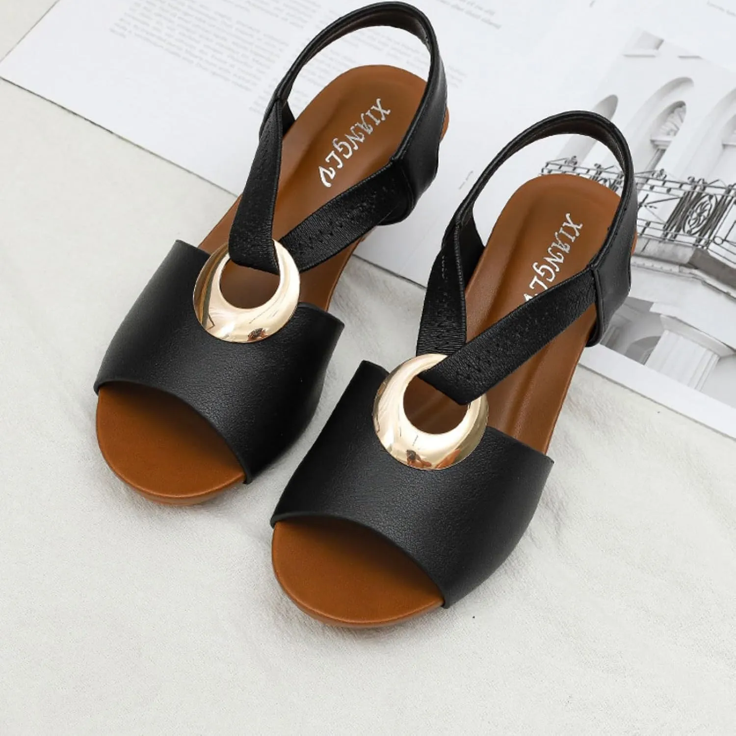 Women's Wedge Sandals Orthopedic Comfort Wear Shoes with Arch Support Roman Sandals Open Toe Formal Shoes for Office Work Mid Heel Platform Casual Sandal 2025 Fashion Shoe Dressy Outdoor Slippers
