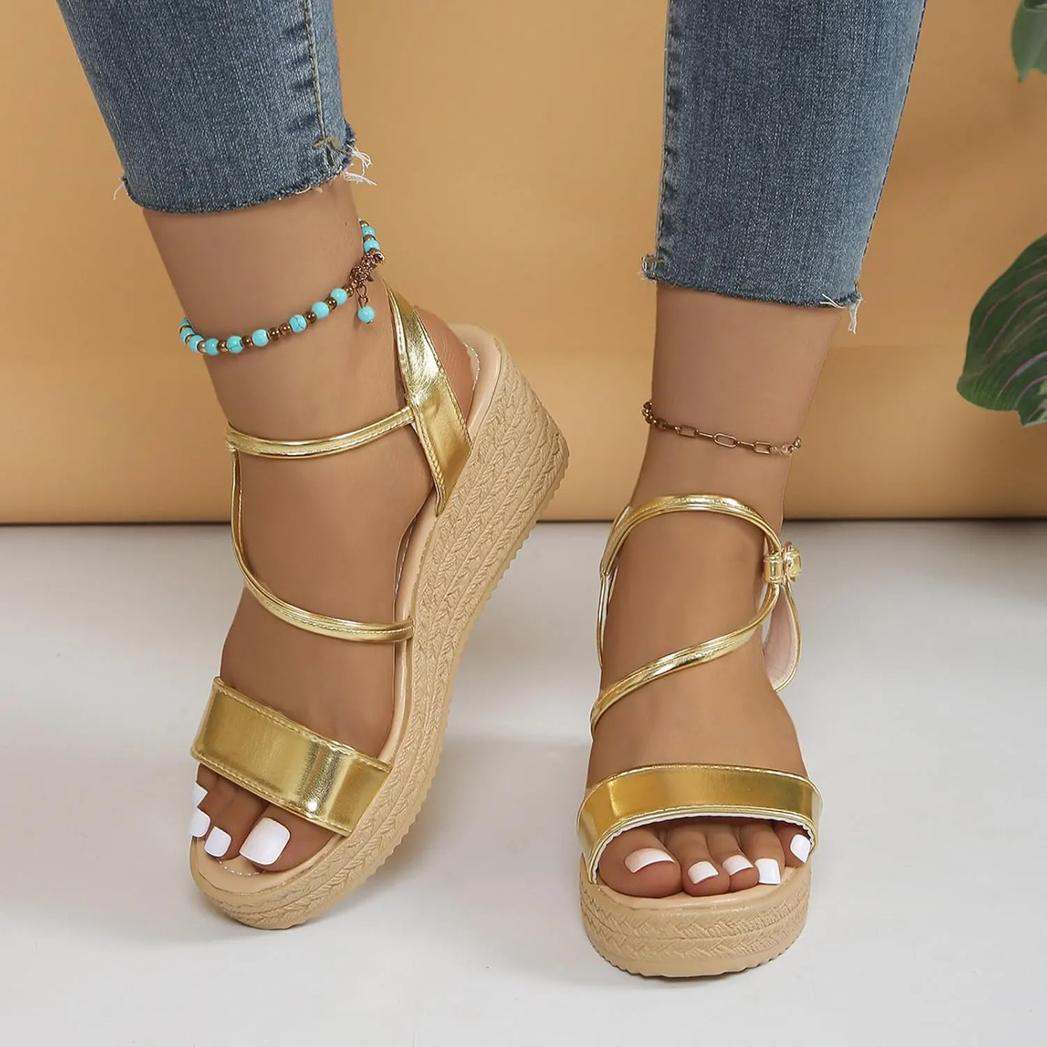 Womens Wedge Sandals Wedge Sandals for Women Slip on Beach Soft Sandal Summer Comfortable Arch Support