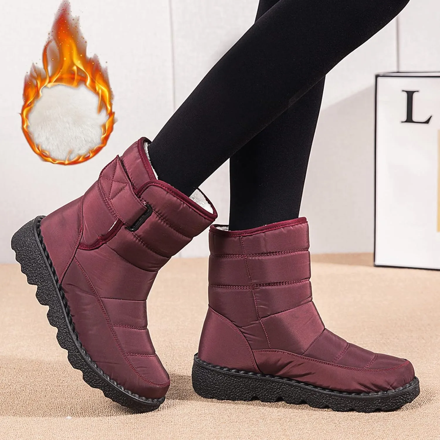 Womens Winter Boots Snow Boots for Women Waterproof Thick Bottom Waterproof Mid Calf Boots for Women Comfy Warm