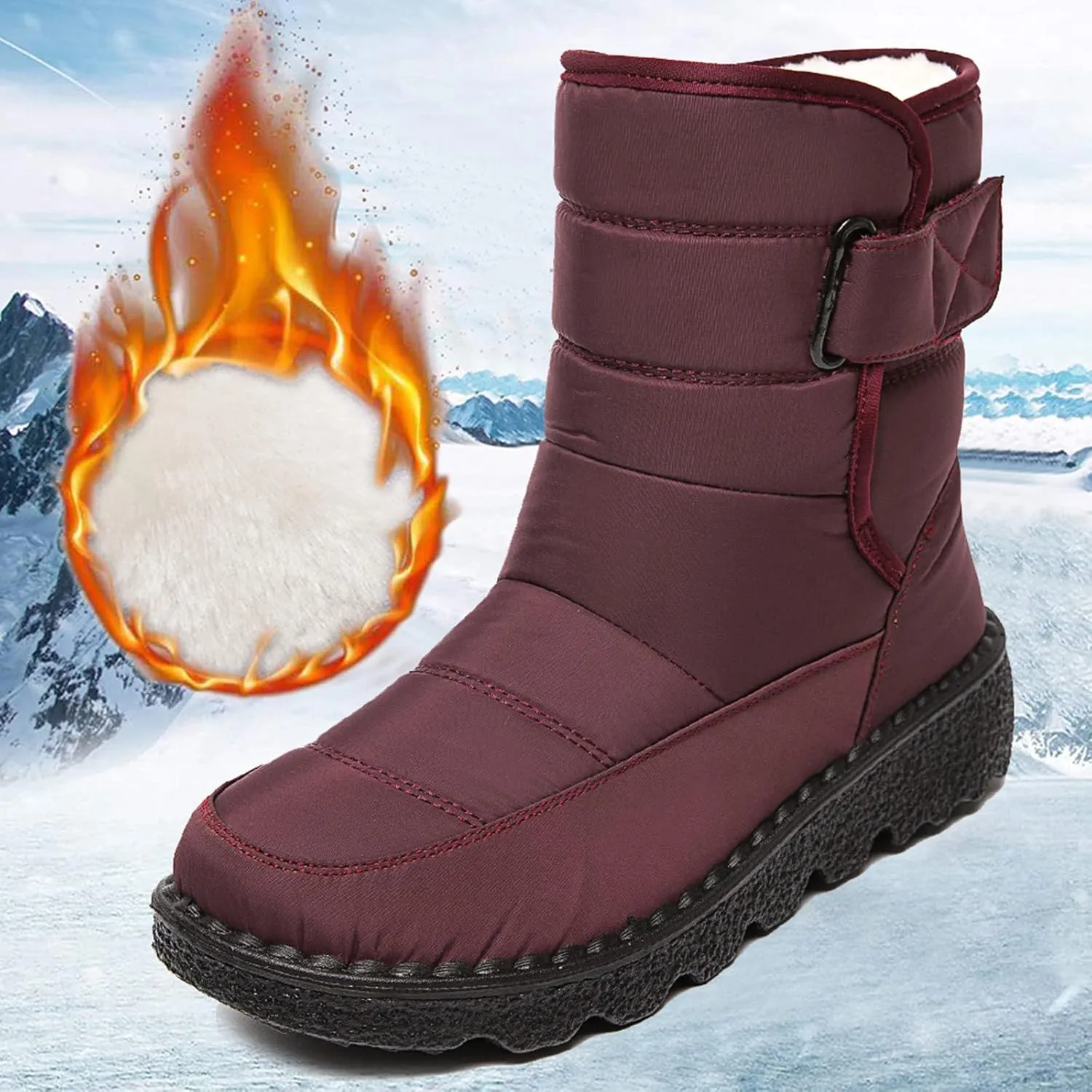 Womens Winter Boots Snow Boots for Women Waterproof Thick Bottom Waterproof Mid Calf Boots for Women Comfy Warm