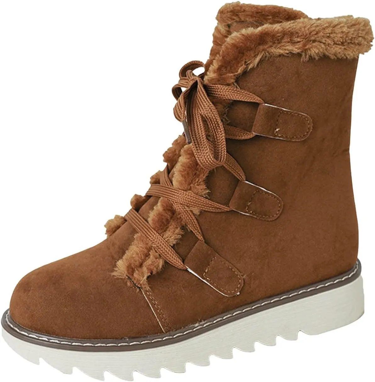 Women's Winter Snow Boots Strappy High Top Warm Boots Versatile Versatile Mid-Calf Boots Extra Wide Width Calf Boots