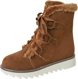 Women's Winter Snow Boots Strappy High Top Warm Boots Versatile Versatile Mid-Calf Boots Extra Wide Width Calf Boots