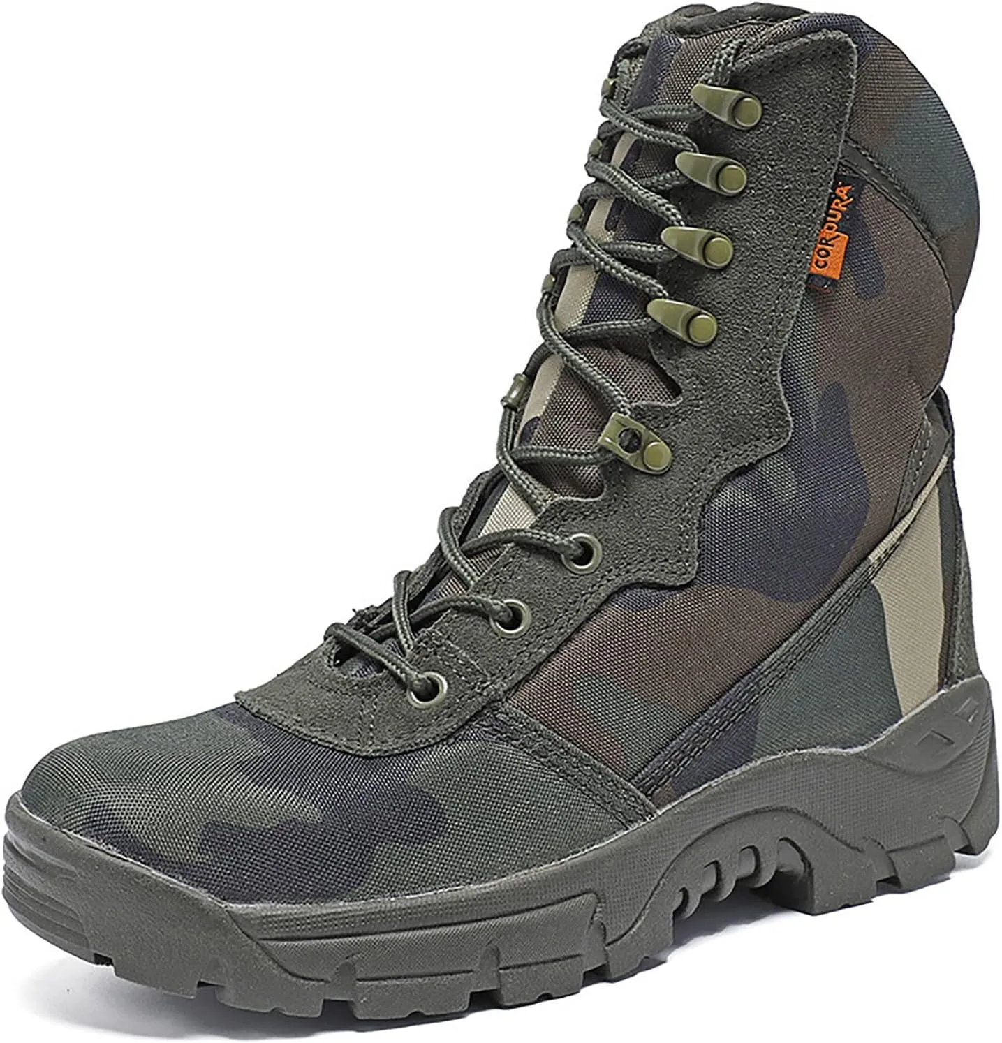 Woodland Camouflage Training Boots for Men, Soft and Comfort High-top Non-slip Breathable Tactical Boots, for Outdoor Durable Rubber Sole Hiking Shoes