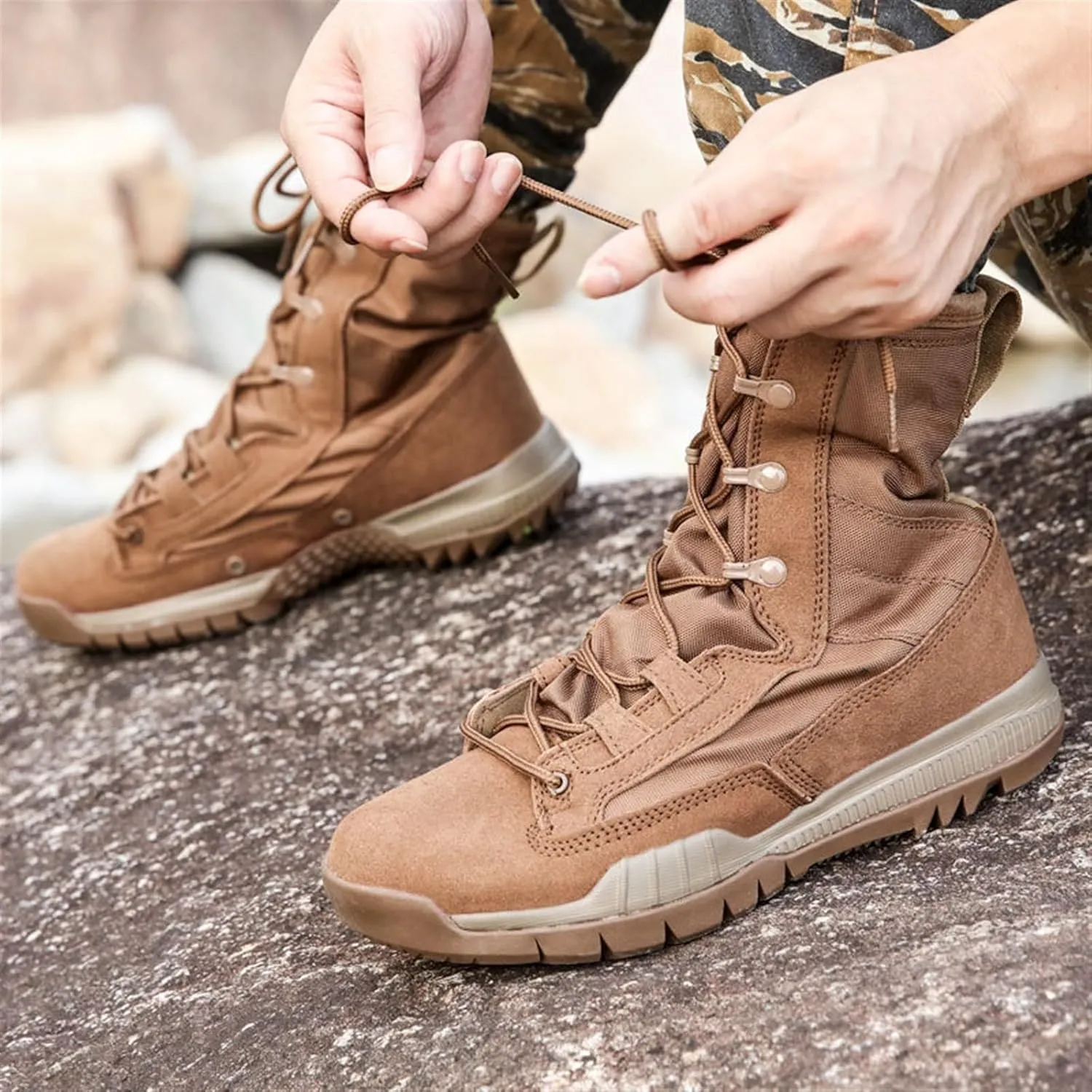 Wygwlg Men Waterproof Military Tactical Boots, Men's Outdoor Breathable High Top Anti Slip Military Tactical Boots, Army Hunting Jungle Hiking Boots, for Backpacking, Camping Climbing