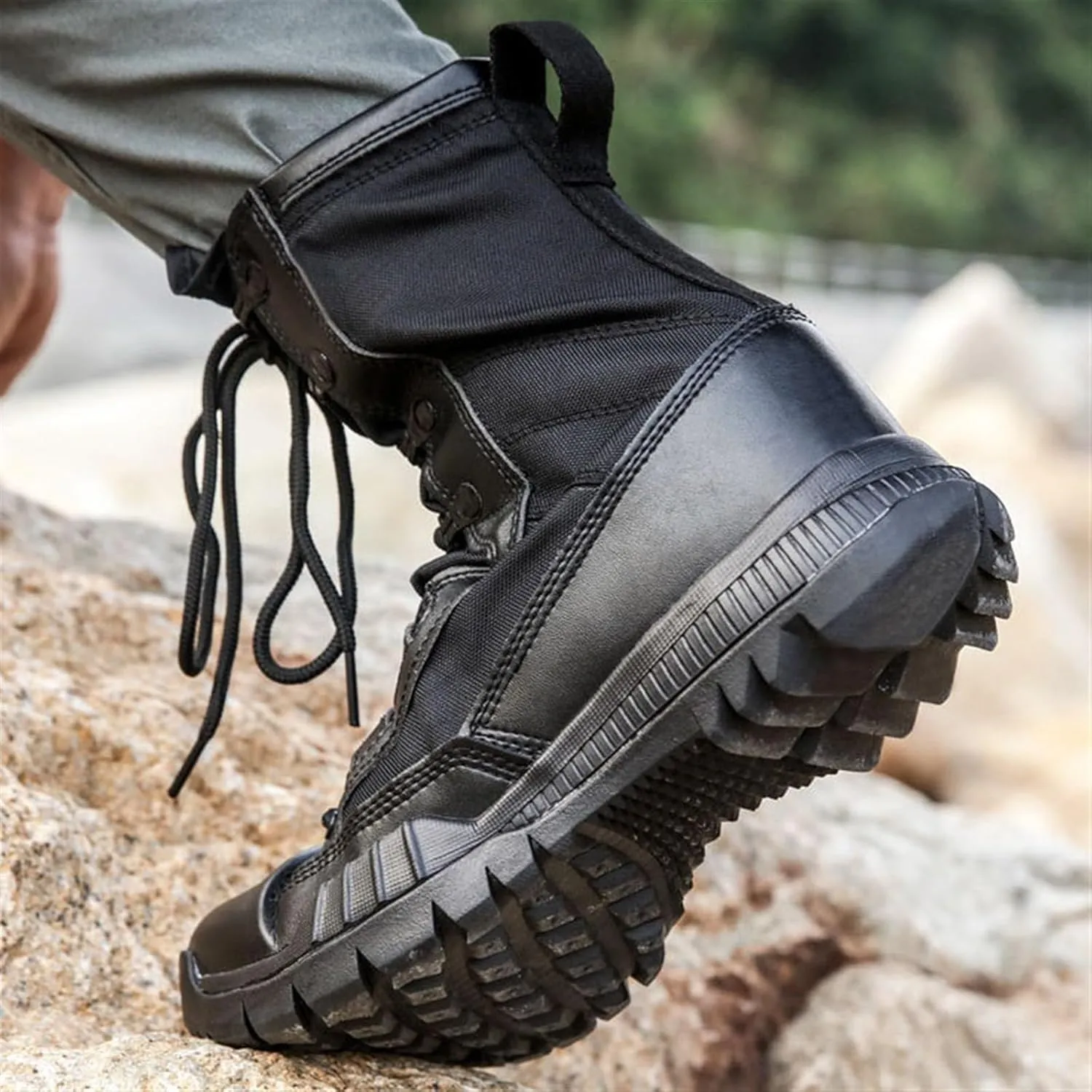 Wygwlg Men Waterproof Military Tactical Boots, Men's Outdoor Breathable High Top Anti Slip Military Tactical Boots, Army Hunting Jungle Hiking Boots, for Backpacking, Camping Climbing