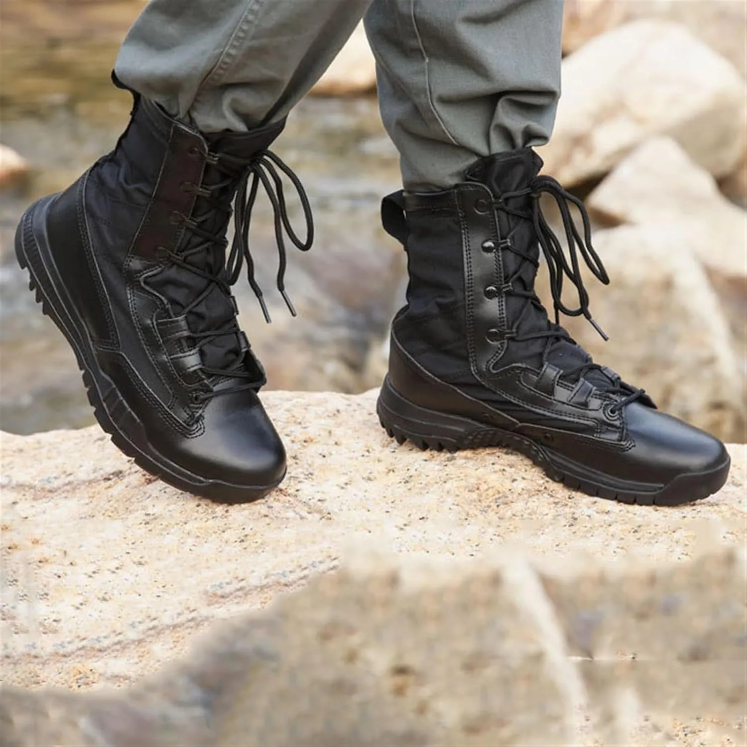 Wygwlg Men Waterproof Military Tactical Boots, Men's Outdoor Breathable High Top Anti Slip Military Tactical Boots, Army Hunting Jungle Hiking Boots, for Backpacking, Camping Climbing