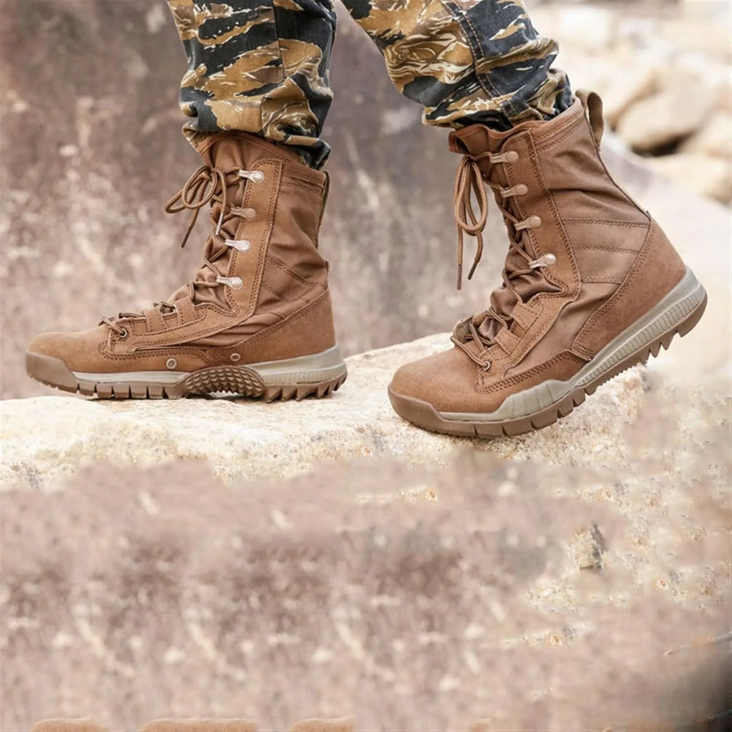 Wygwlg Men Waterproof Military Tactical Boots, Men's Outdoor Breathable High Top Anti Slip Military Tactical Boots, Army Hunting Jungle Hiking Boots, for Backpacking, Camping Climbing